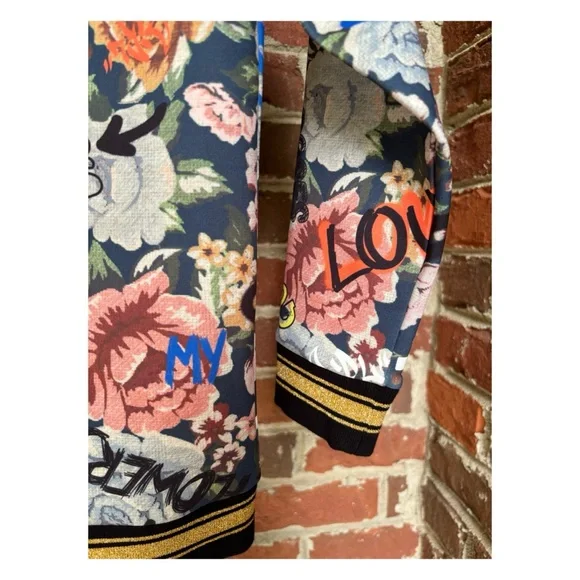 NWOT Anthro Twinset Milano For Sienna Miller Graffiti Bomber Jacket Size Girls 8